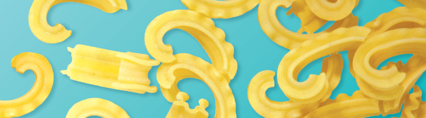 Wavy, spiral noodles