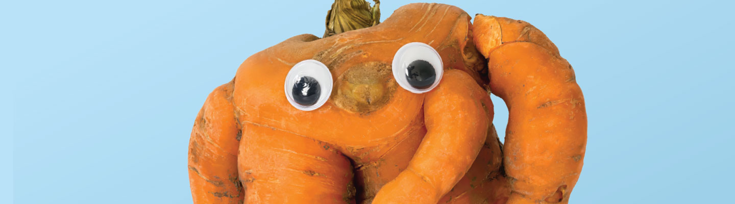 Image of a carrot with googly eyes